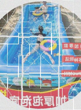 冲气游泳池4米打气水池13岁儿A童夏天气垫洗澡桶加厚户外超大型