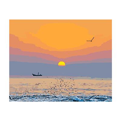 数字油画diyi 画画定制客厅风景日出填色填充减压手工绘油彩装饰