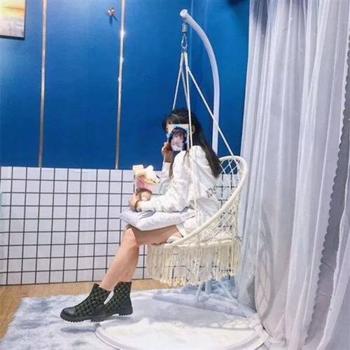 高档(商场门店)北欧吊篮网红吊椅阳台流苏秋千室内单人摇篮椅懒人
