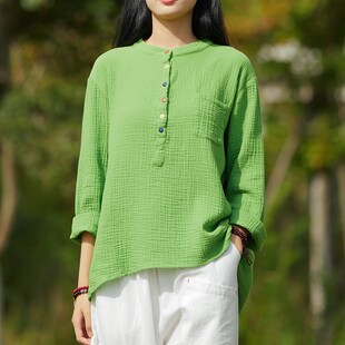 棉麻太极服女上衣 时尚中国风中式武术服练U功服太极拳服装