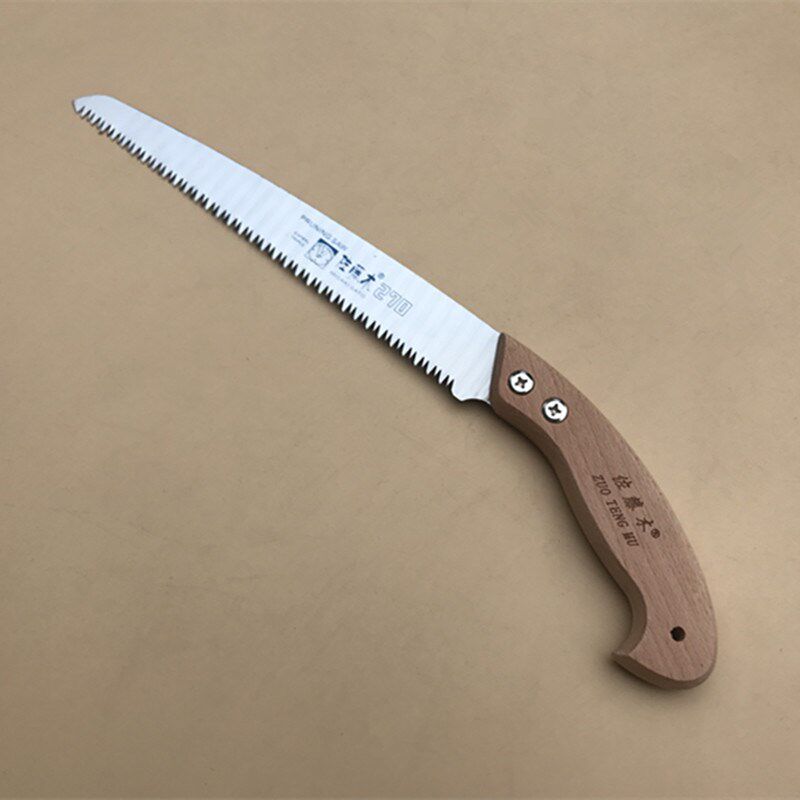 佐藤木三面磨齿手锯 园林果树w手工中齿锯子 270木柄直锯 330弯锯图片