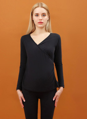 孕妇秋衣卫生裤套装产后哺乳怀孕期睡衣大尺码发热衣打底月子服秋