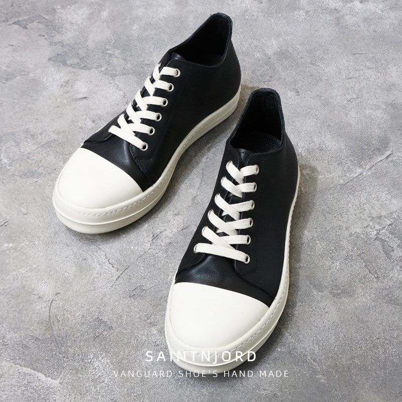优100简约百搭时尚手工板鞋真皮运动休闲鞋男士大头软底黑白皮鞋