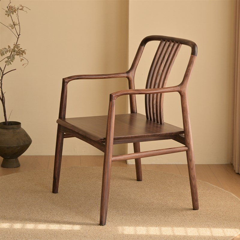 新中式乌金木圈椅实木主人椅子榫卯太师椅禅意茶椅仿古官帽椅围椅