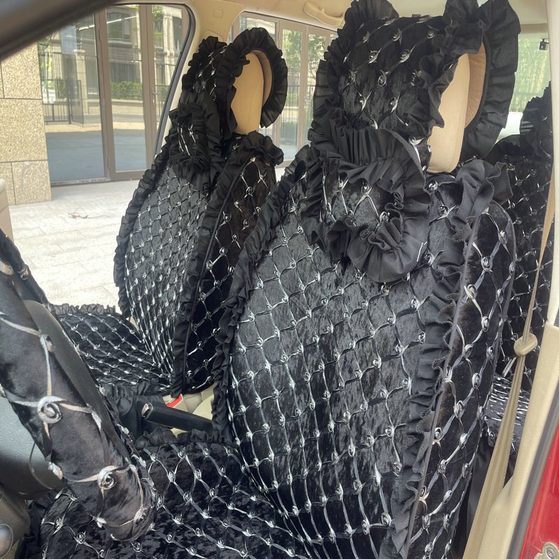 订做女神花边四季全包汽车t座垫女士丝绒贴布绣花通用汽车座套坐