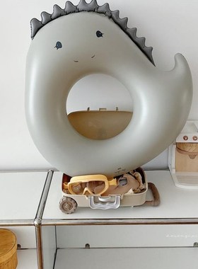 韩系灰色恐龙儿童可爱充气游x泳圈臂圈宝宝游泳装备戏水玩具浮圈