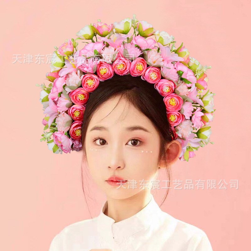 簪花L04款头饰民族发箍绢花立体爆款写真轻奢高颜值国风