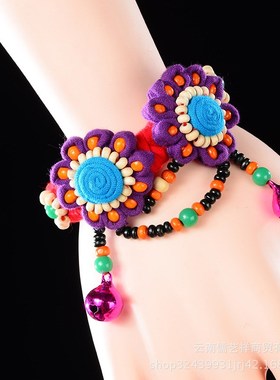 民族风复古布艺手链云南丽江特色首饰舞台表演文艺手镯手环女