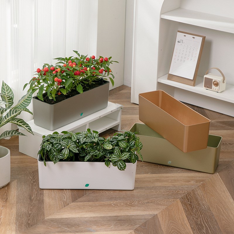 阳台花槽悬挂长方形花盆懒人自吸水小号种植箱壁挂花盆家用北欧风