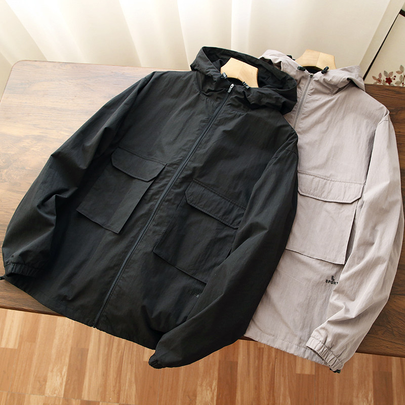 连帽短款夹克男士青年春秋薄款宽松潮牌防风防泼水多口袋工装外套,男装,夹克,淘宝优惠券,粉丝福利购,淘宝优惠卷