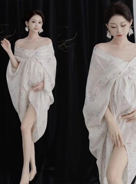 2412影c楼孕妇拍照摄影写真服装新中式国潮围裹式竹子连衣裙摄影