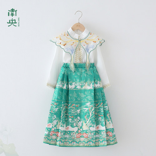 儿童马面b裙女童明制汉服春秋款中国风长袖唐装小女孩改良古装夏