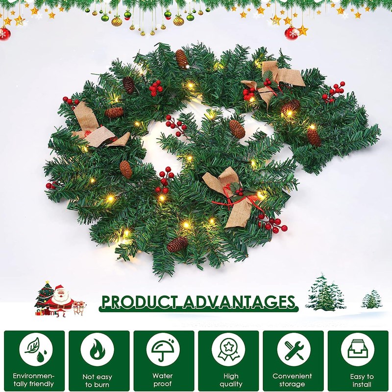 圣诞节装饰品场景布置藤条挂饰门饰花环商场酒店橱窗摆件创意礼物