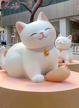 卡通猫咪玻璃钢宠物店门口门头壁挂立体雕塑户外引Y流装饰大摆件