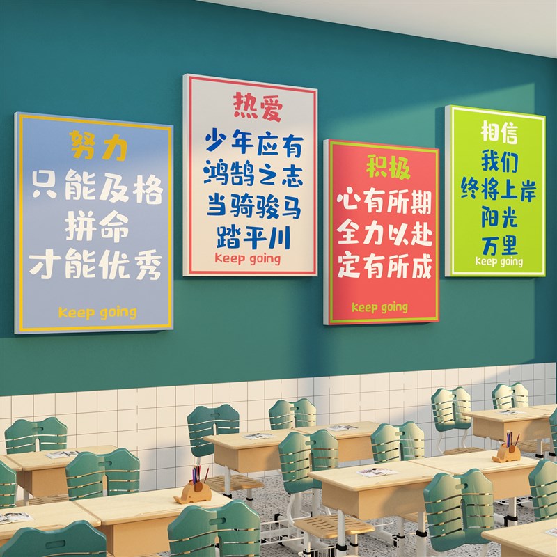 班级布置教室装饰初高中文化墙面C贴纸培训励志标语黑板报材料开