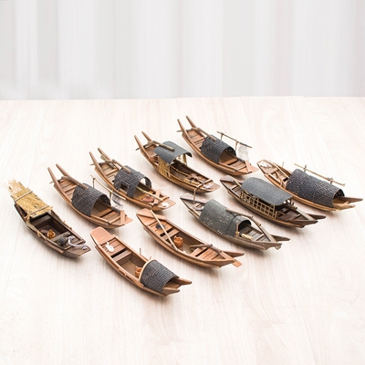 帆船装饰品迷你小船模型手工木制小船模型船模渔船绍兴Z乌篷船礼