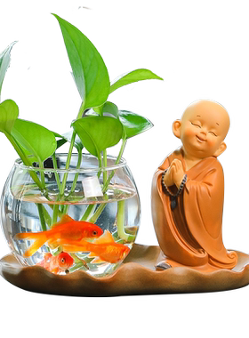 慧能小和尚水培花瓶桌面装饰摆件