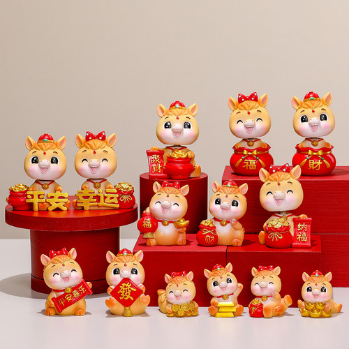 新中式国潮马吉祥物家居小摆件