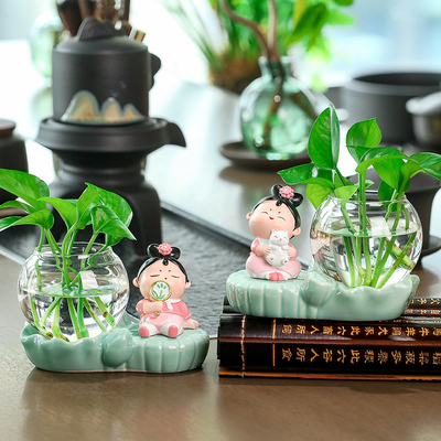 可爱女唐仕水培创意桌面摆件