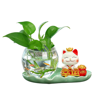 卡通招财猫水培花瓶器皿装饰品