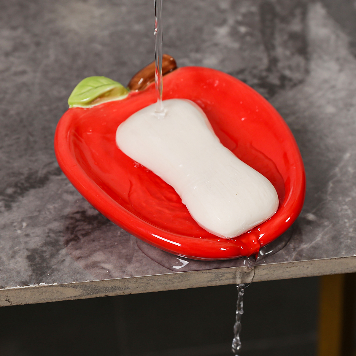 苹果肥皂盒可爱香皂盒置物架卫生间浴室家用不积水皂碟装饰小摆件