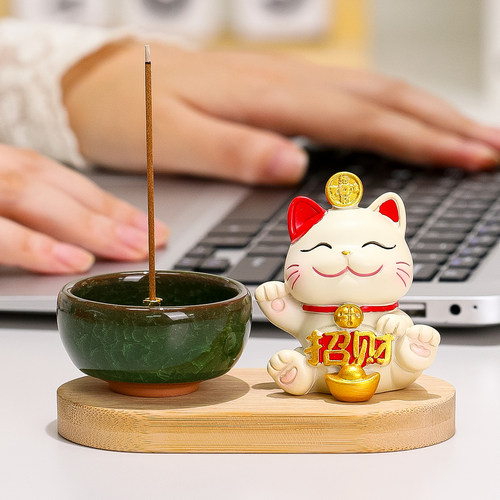 招财猫家用客厅公室治愈系香薰炉