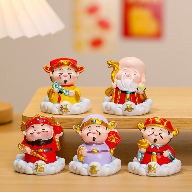 福禄寿喜财小神仙桌面摆件手办
