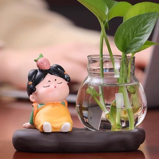 可爱创意招财猫唐仕女装 饰家居客厅书房卧室茶桌创意工位新小摆件