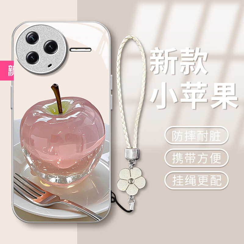 适用草莓红米k80PRO手机壳k70至尊冠军版水晶苹果k60E新款k50电竞金属漆k40s玻璃k30男女全包保护套redmi挂绳