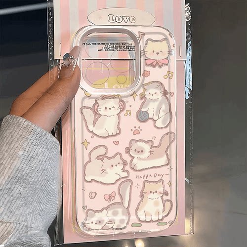 适用苹果系列多只小猫手机壳