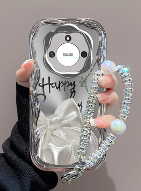 适用华为荣耀x50pro手机壳新款x40i硅胶防摔honor可爱女网红x30蝴蝶结x20se电镀x10手链9x高级x8x镜头全包GT