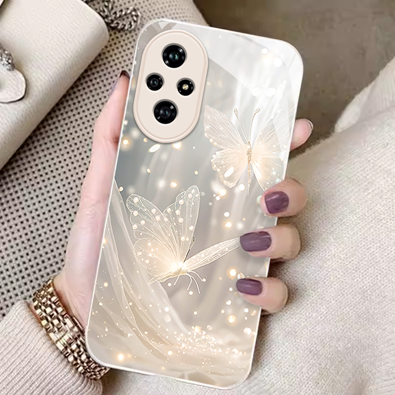 适用荣耀200手机壳新款100pro梦幻蝴蝶honor防摔80se可爱90女网红70pro简约60se金属玻璃50pro高级30s全包GT