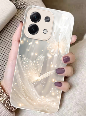 适用红米note13手机壳新款note12pro防摔Redmi可爱女网红note11se蝴蝶note10金属玻璃note9pro高级感por全包+