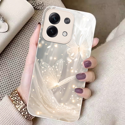 适用红米note13手机壳新款note12pro防摔Redmi可爱女网红note11se蝴蝶note10金属玻璃note9pro高级感por全包+