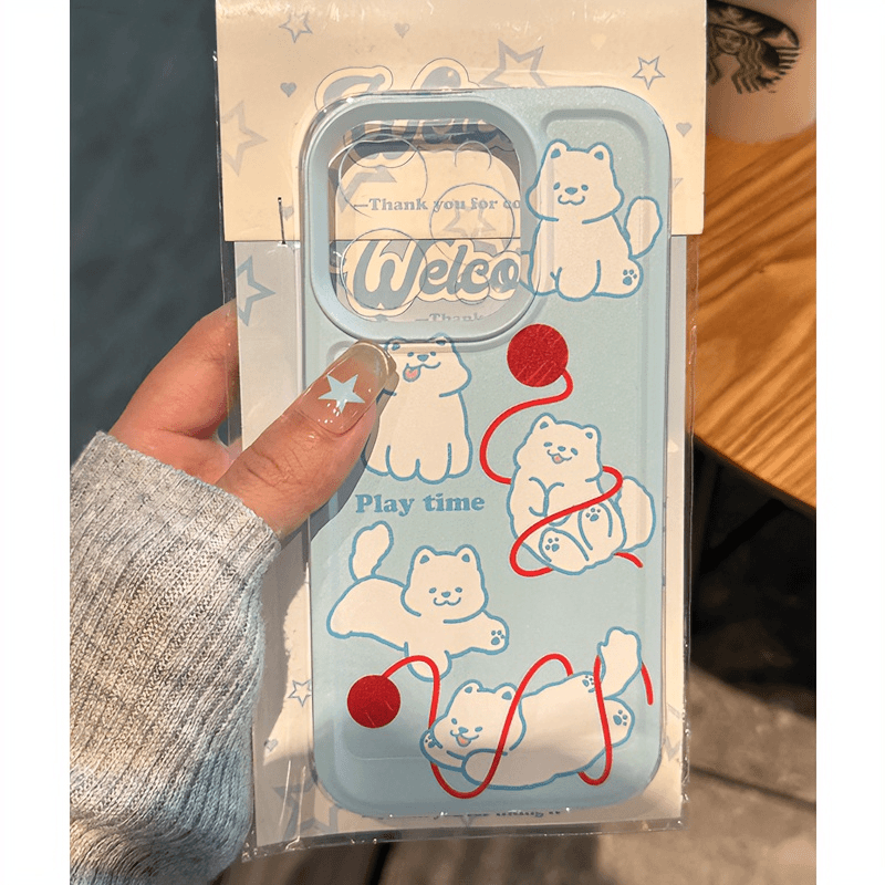 适用苹果系列线球小狗手机壳