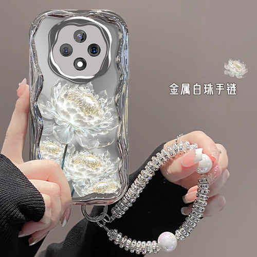 适用oppoA3pro手机壳新款A2m水晶昙花opp0硅胶防摔a2x可爱女网红A1pro电镀手链a11x高级感a11s镜头全包a32潮