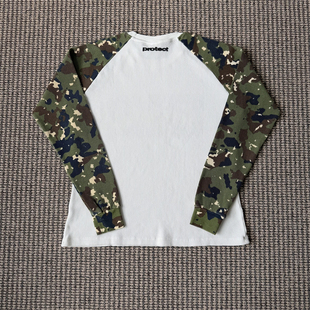 Protect 迷彩拼接长袖男女撞色插肩袖 Walf Long Sleeve 宽松T恤