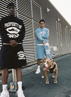 Corteiz Property Set恶魔岛潮牌圆领卫衣短裤套装美式街头时尚