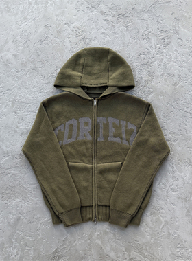Corteiz 秋季拉链开衫 3M  knit zip hoodie 宽松情侣针织连帽衫