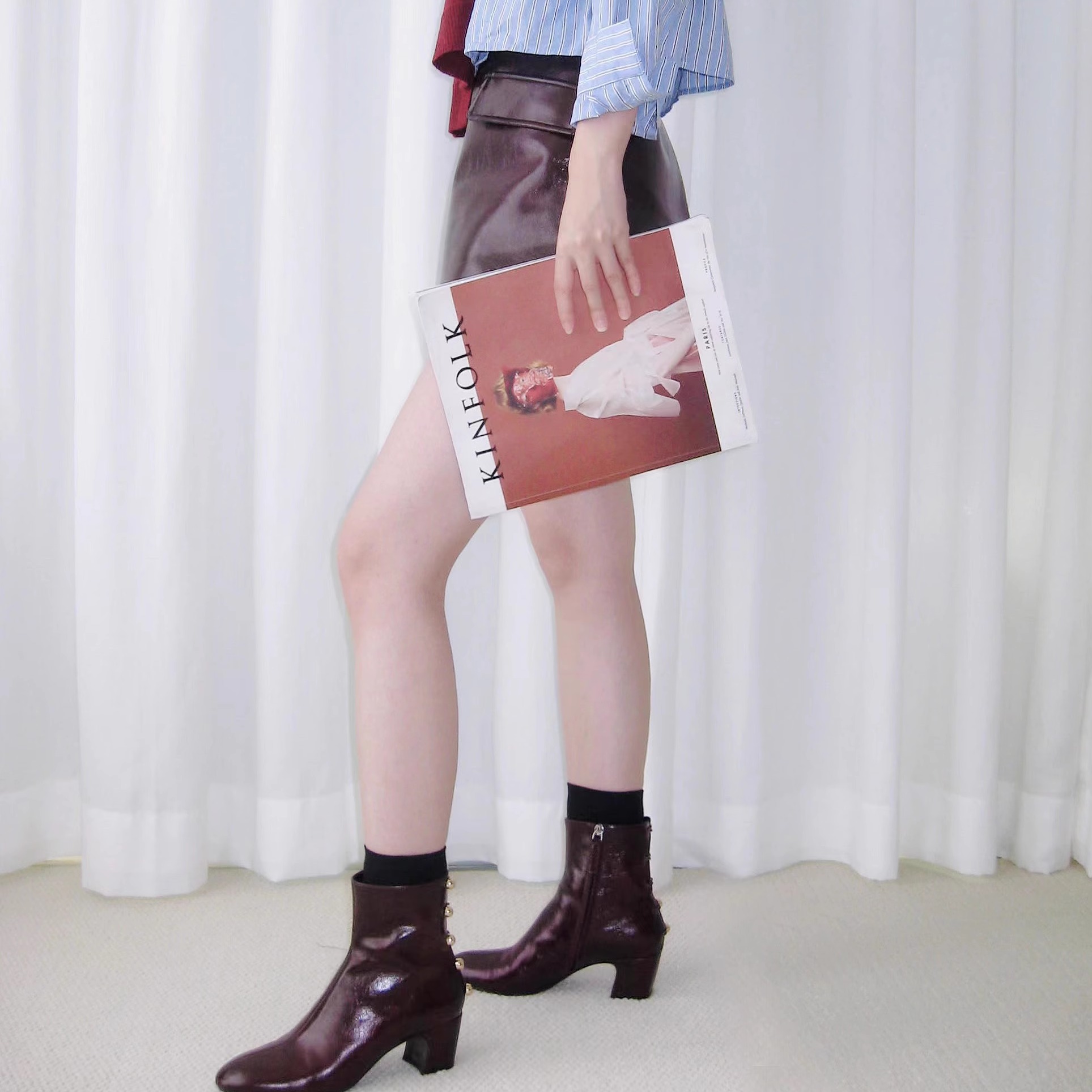 秋季新款短靴粗跟女靴复古