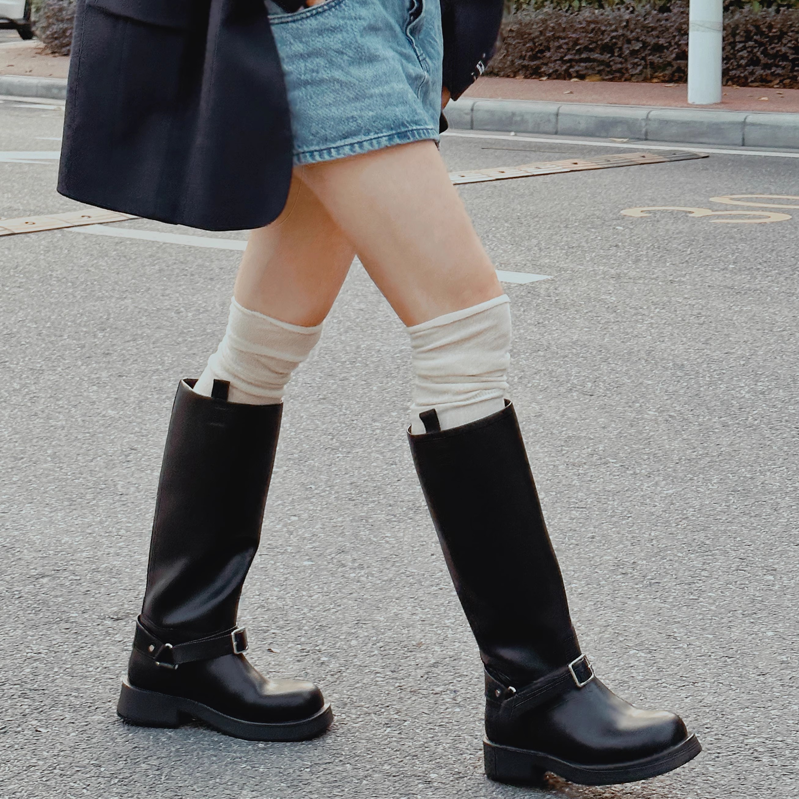 ElegiFemme原创Felix真皮厚底高筒靴气质骑士靴圆头长筒靴