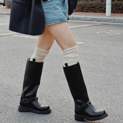 ElegiFemme原创Felix真皮厚底高筒靴气质骑士靴圆头长筒靴