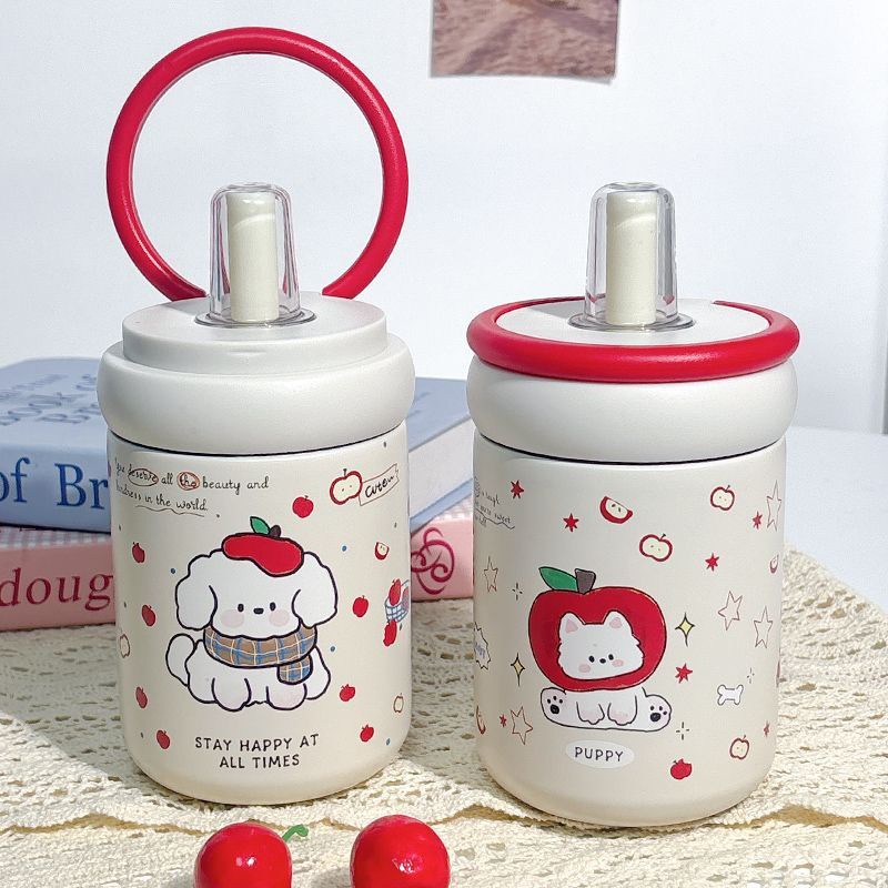 日本品质女生水杯高颜值316不锈钢大容量保温杯便携吸管校园学生