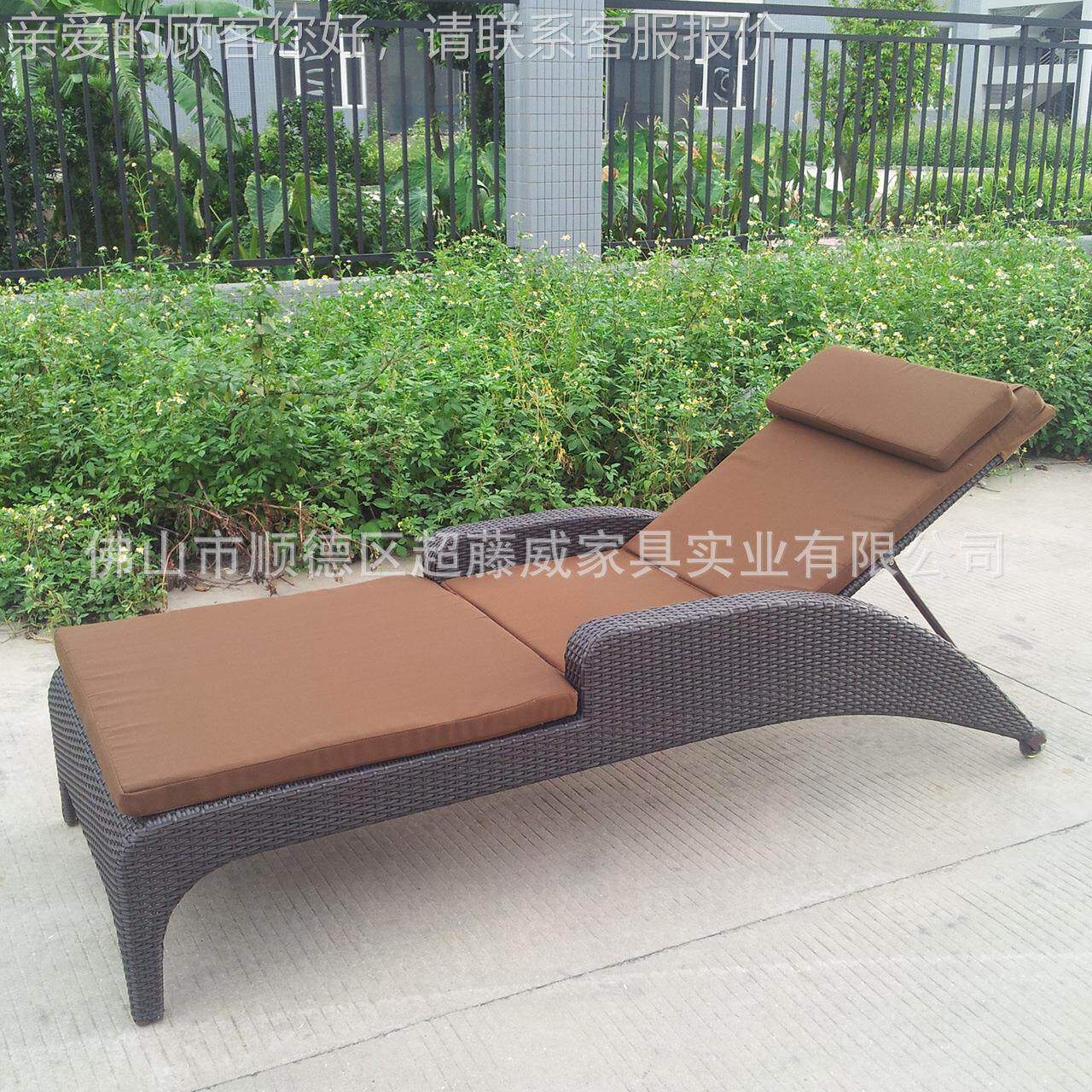 厂家家藤艺具 酒店藤餐桌CF818L椅 户外仿藤家具 P C藤编躺椅