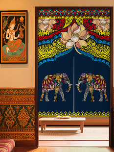 泰式藏式门帘民族风蜡染布帘子厨房遮挡帘挂帘东南亚隔断吊帘定制