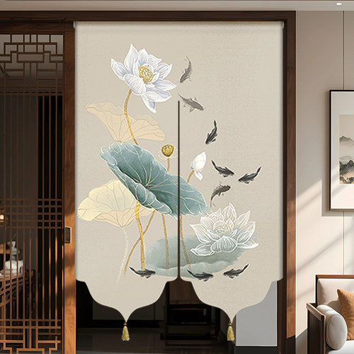 【品牌正品】门帘隔断帘玄关半截式免打孔新中式客厅家用2025新款