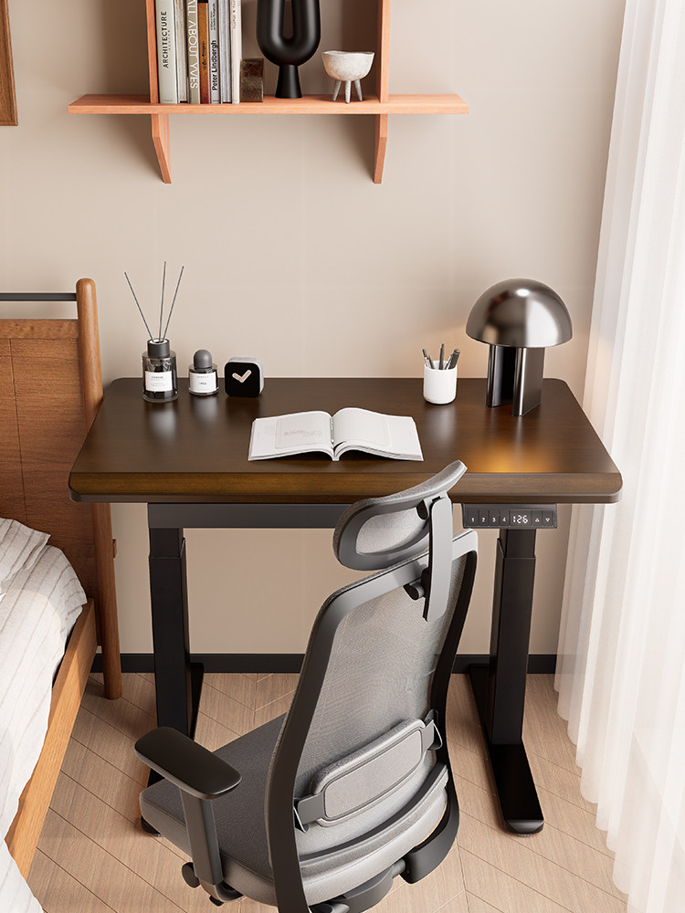 1米实木电动升降桌小尺寸电脑桌可升降家用学习办公桌书桌工作台