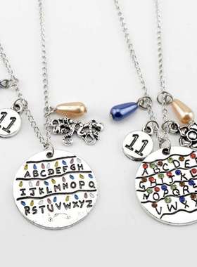 影视周边怪奇物语项链Eleven小11号26字母灯泡吊坠项链现货