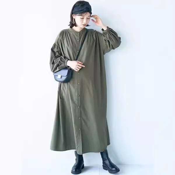 2024春日韩衬衫连衣裙后背系带蝴蝶结风衣长款women clothes