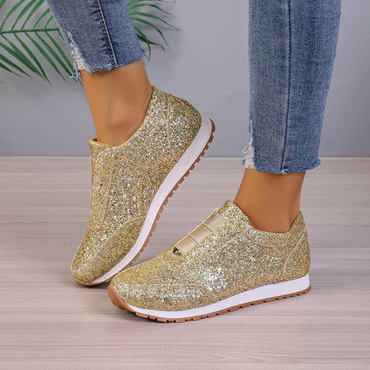 women shoes贸大码女士坡跟单鞋带细闪temu时尚复古简约欧美2024